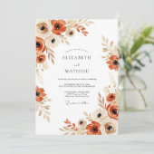 Terrakotta-Boho-Herbst-Blumenhochzeit Einladung (Stehend Vorderseite)