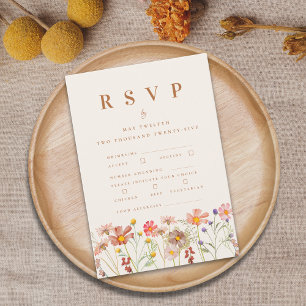 Terrakotta Boho Herbst Wildblumen Mahlzeiten Optio RSVP Karte