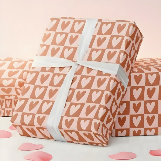 Terrakotta-Boho-Herzen Valentinsgeschenk Geschenkpapier