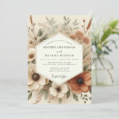 Terrakotta-Boho-Hochzeit Flora Einladung (Stehend Vorderseite)