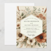 Terrakotta-Boho-Hochzeit Flora Einladung (Vorne/Hinten)