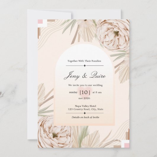 Terrakotta Boho-Hochzeit Salbei Grün Einladung (Vorderseite)