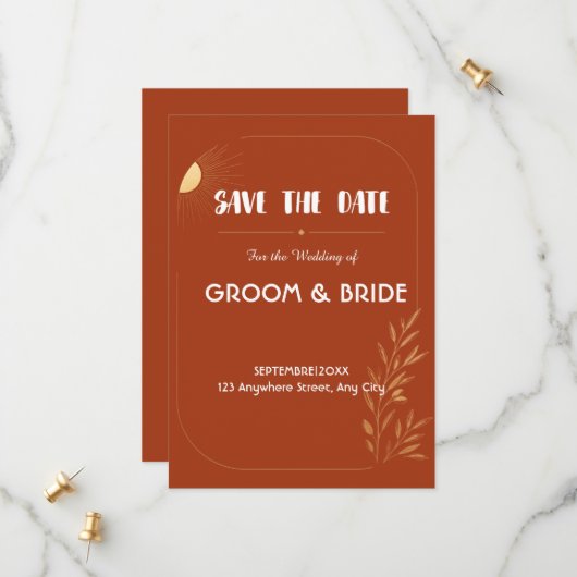 Terrakotta-Boho-Hochzeit - Save-the-Date Save The Date (Vorderseite/Rückseite Beispiel)