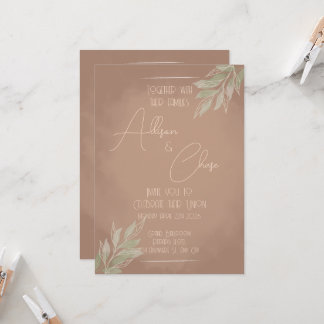 Terrakotta-Boho-Hochzeitseinladung mit minimalisti Einladung