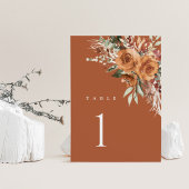 Terrakotta-Boho-Hochzeitstischnummern, Rosenblüten