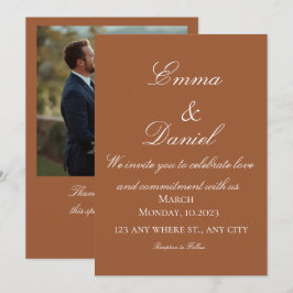 Terrakotta-Boho-Minimal-Foto-Hochzeitseinladung Einladung