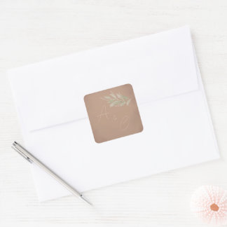 Terrakotta-Boho-Minimalist-Hochzeit Quadratischer Aufkleber