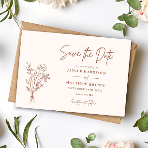 Terrakotta Boho Minimalistisch Elegant Foto Hochze Save The Date