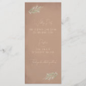 Terrakotta Boho Minimalistische Hochzeit Programm (Rückseite)