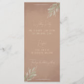 Terrakotta Boho Minimalistische Hochzeit Programm (Rückseite)