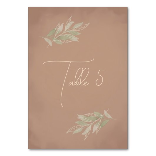 Terrakotta Boho Minimalistische Hochzeit Tischnummer (Vorderseite)