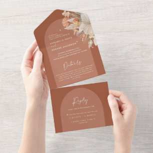 Terrakotta-Boho-Pampasgras-Hochzeit alles dabei All In One Einladung