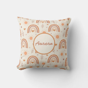Terrakotta-Boho-Regenbogen-Babyname Kissen