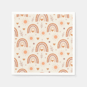 Terrakotta-Boho-Regenbogenmuster-Baby-Party Serviette