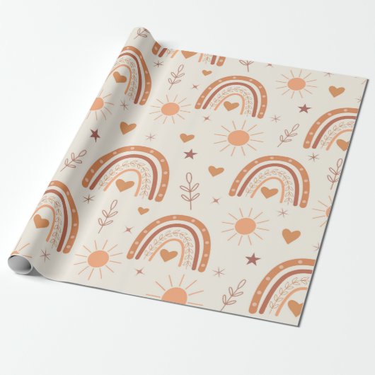 Terrakotta-Boho-Regenbogenmuster Geschenkpapier (Ungerollt)