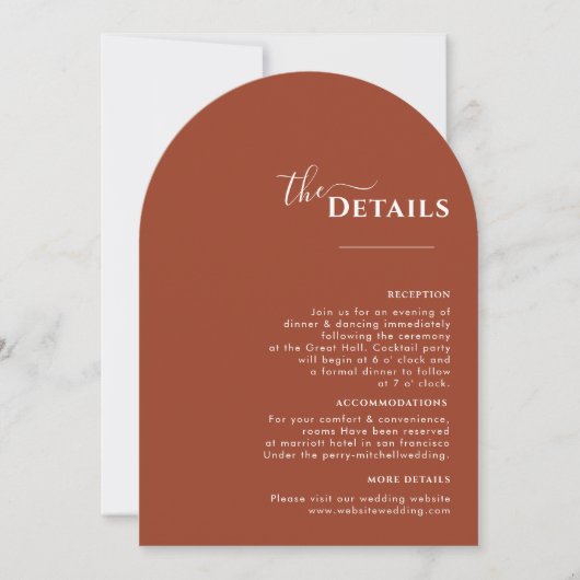 Terrakotta-Boho-Reiseplan, Rust-Hochzeitsprogramm Einladung (Vorderseite)