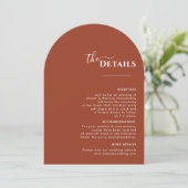 Terrakotta-Boho-Reiseplan, Rust-Hochzeitsprogramm Einladung (Stehend Vorderseite)
