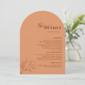 Terrakotta-Boho-Reiseplan, Rust Hochzeitsprogramm Einladung (Stehend Vorderseite)