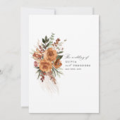 Terrakotta-Boho-Rosen-Blumen-Hochzeit Einladung (Rückseite)