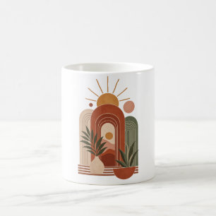 Terrakotta-Boho-Sonnenbögen Minimalistische Pflanz Kaffeetasse