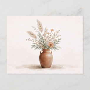 Terrakotta Boho-Vase Pampasgras Botanisch Postkarte