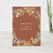 Terrakotta-Boho-Wildblumen-Foto-QR-Code-Hochzeit Einladung (Vorderseite)