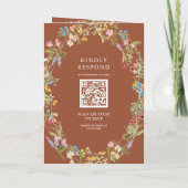 Terrakotta-Boho-Wildblumen-Foto-QR-Code-Hochzeit Einladung (Rückseite)