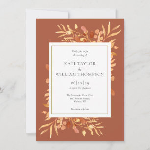 Terrakotta-Botanik-Gold-Geometrie-Hochzeit Einladung