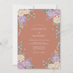 Terrakotta-Botanische-Romantik-Hochzeit Einladung