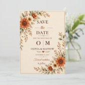 Terrakotta-Botanische Save-the-Date-Karte | Rustik Save The Date (Stehend Vorderseite)