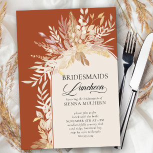 Terrakotta-Botanischer-Bogen-Jungfern-Lunch Einladung