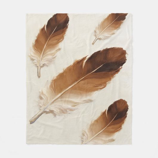Terrakotta-Braune-Feder-Soft-Aesthetik-Boho Fleecedecke (Vorderseite)
