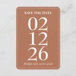 Terrakotta-Braunorange Hochzeit Save the Date Kart Begleitkarte