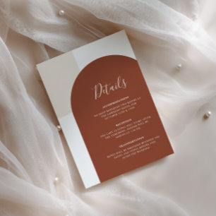 Terrakotta-Brennendes Orange Boho-Bogen-Hochzeitsd Begleitkarte