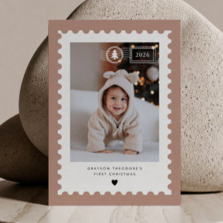 Terrakotta-Briefmarken-Babys erstes Weihnachten