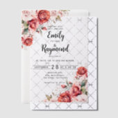 Terrakotta-Burgund-Blush-Blumen-Vellum-Overlay Pergament Einladungen (Versetzt (Einladung))