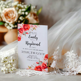 Terrakotta-Burgund-Blush-Blumen-Vellum-Overlay Pergament Einladungen