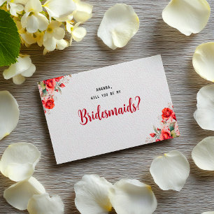 Terrakotta-Burgunder-Rot-Floral-Brautjungfer Postkarte