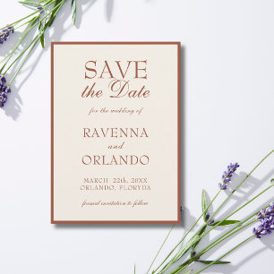 Terrakotta-Crem Old Money Elegante Glamour-Hochzei Save The Date