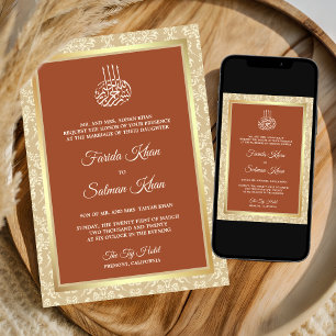 Terrakotta Creme Damast Islamische Muslimische Hoc Einladung