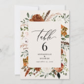 Terrakotta, cremefarbene Tischnummer elegant (Rückseite)