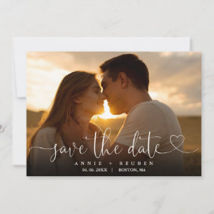 Terrakotta Elegantes Herzschrift-Foto-Hochzeit Save The Date