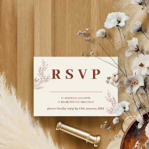 Terrakotta Elfenbein Beige Efeu Blumen Hochzeitsan RSVP Karte