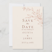 Terrakotta-Elfenbein-Botanical Save the Date Einladung (Vorderseite)
