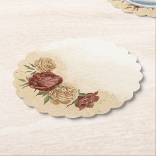 Terrakotta-Erdfarbton-Blumen-Grün Untersetzer