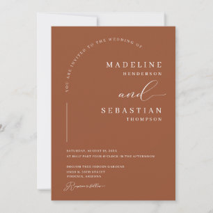Terrakotta Erdig Boho Modern Bögen Foto Hochzeit Einladung