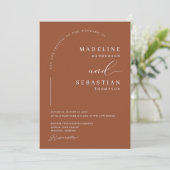 Terrakotta Erdig Boho Modern Bögen Foto Hochzeit Einladung (Stehend Vorderseite)