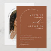 Terrakotta Erdig Boho Modern Bögen Foto Hochzeit Einladung (Vorne/Hinten)
