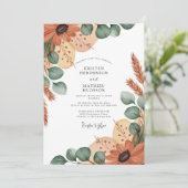 Terrakotta-Erdige Boho-Hochzeit Einladung (Stehend Vorderseite)