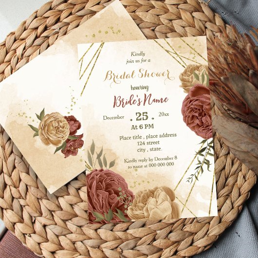 Terrakotta Erdnähe Brautparty Einladung